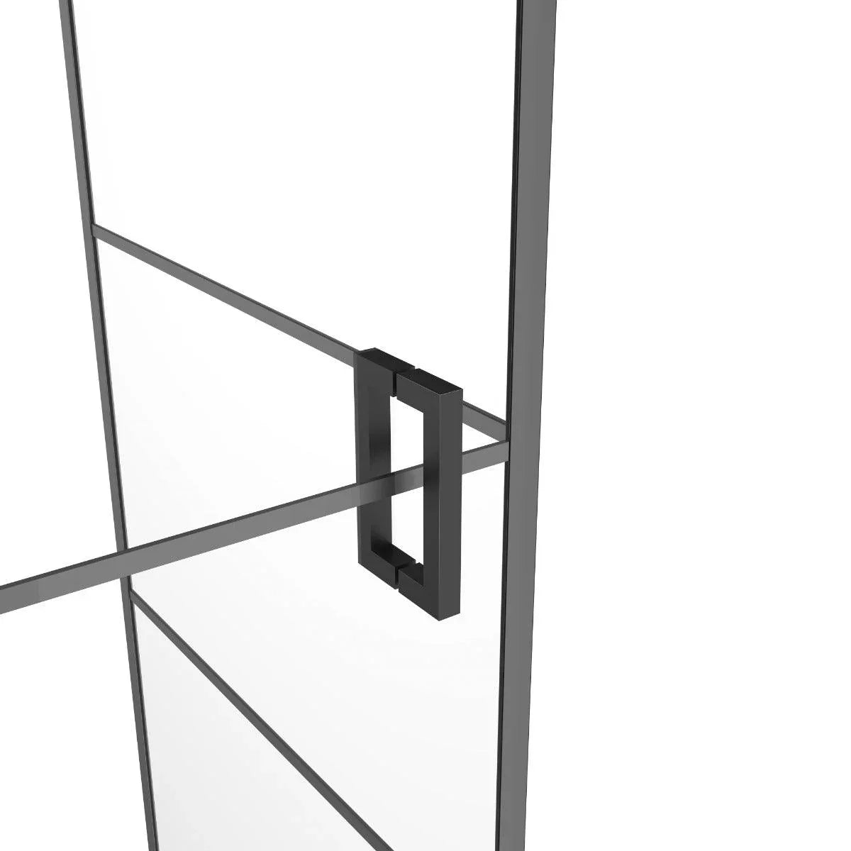 42" x 34" Pivot Shower Set - Matte Black Linear Design - 2 Wall Setup Without Base - Golden Elite Deco