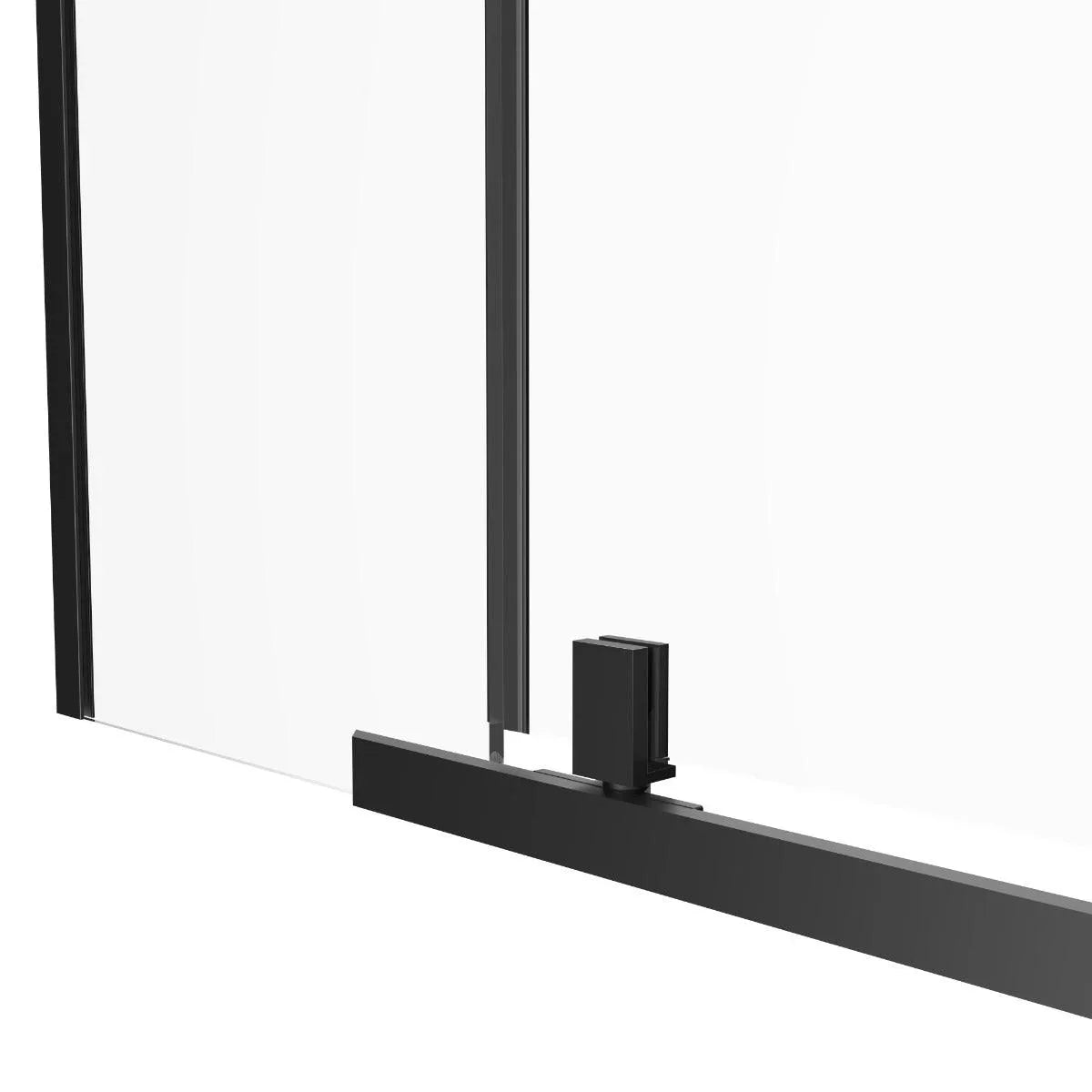 42" x 34" Pivot Shower Set - Matte Black Linear Design - 2 Wall Setup Without Base - Golden Elite Deco