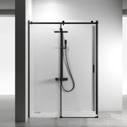 60"W x 36"D x 79"H x 8mm Reversible Sliding Shower Door Square Design Hardware in Black with 36" Side Panel - Golden Elite Deco