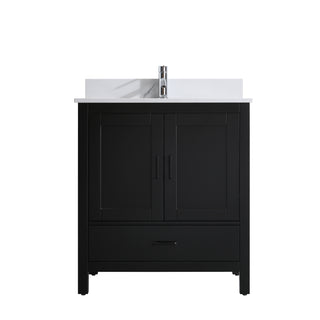 Meuble-Lavabo Autoportant 30po Noir avec Comptoir de Polymarbre Ingénierie Calcutta