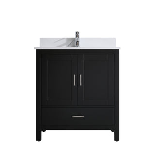 Meuble-Lavabo Autoportant 30po Noir avec Comptoir de Polymarbre Ingénierie Calcutta