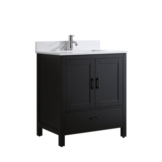 Meuble-Lavabo Autoportant 30po Noir avec Comptoir de Polymarbre Ingénierie Calcutta