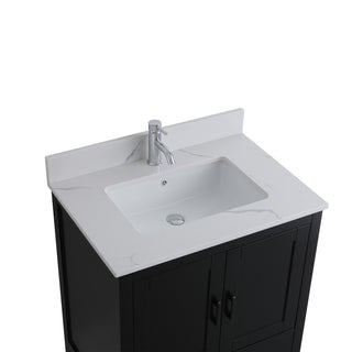 Meuble-Lavabo Autoportant 30po Noir avec Comptoir de Polymarbre Ingénierie Calcutta