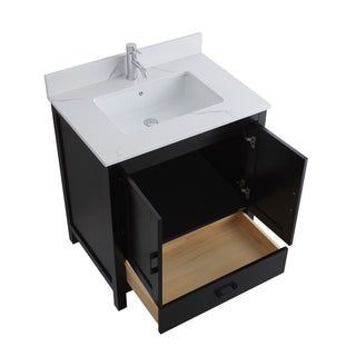 Meuble-Lavabo Autoportant 30po Noir avec Comptoir de Polymarbre Ingénierie Calcutta