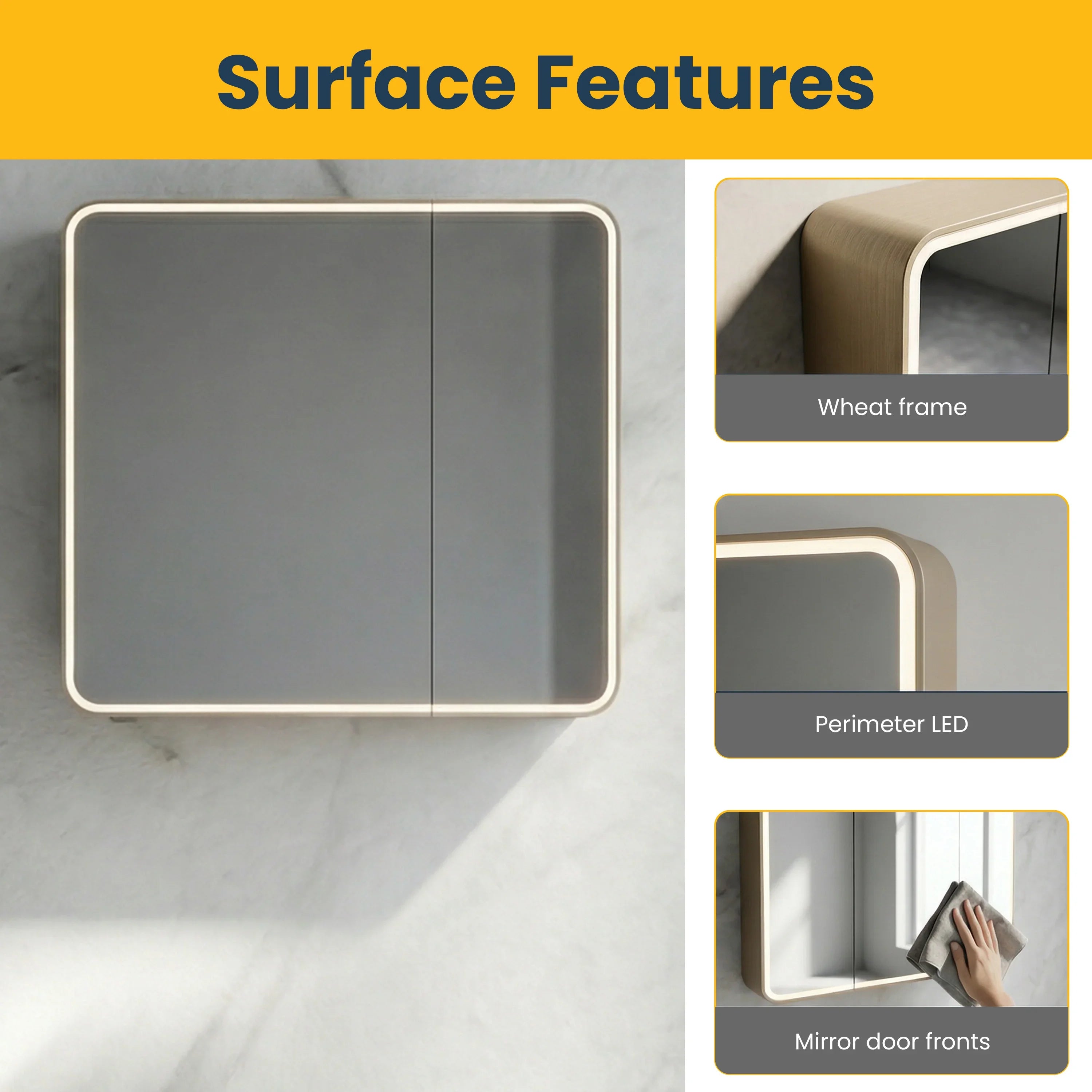 30" Brown Grey LED Medicine Cabinet with Soft-Close Doors