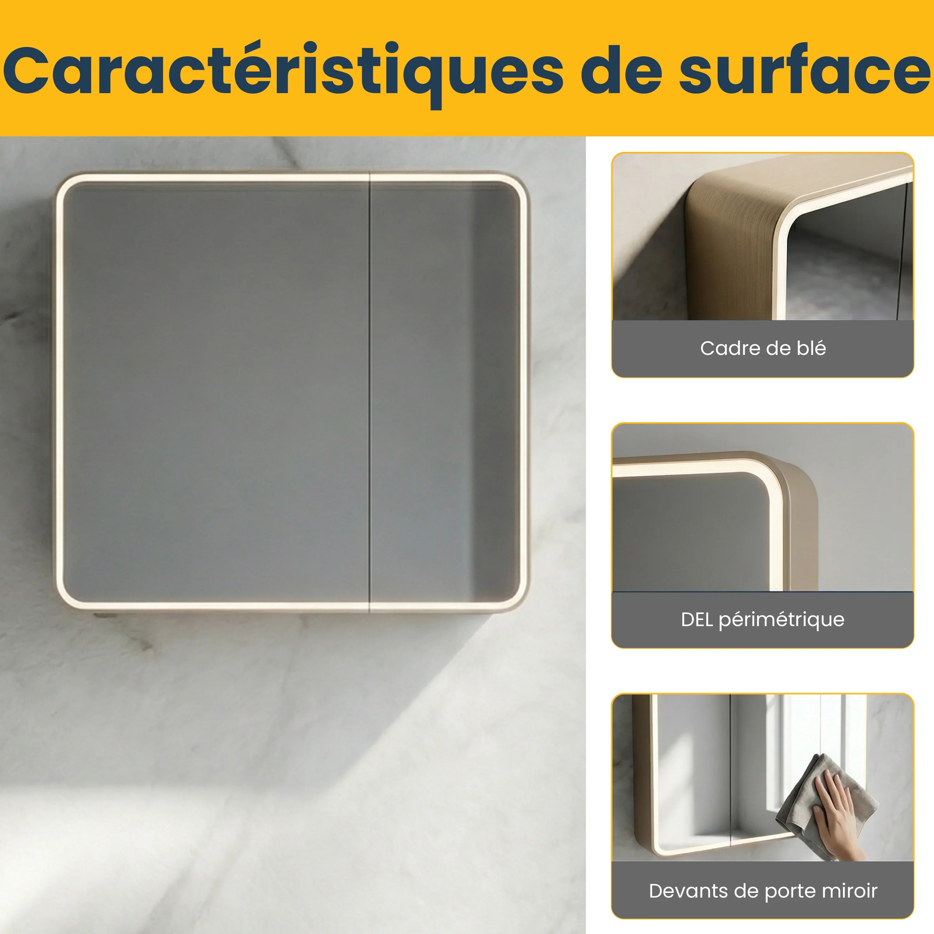 30" Brown Grey LED Medicine Cabinet with Soft-Close Doors