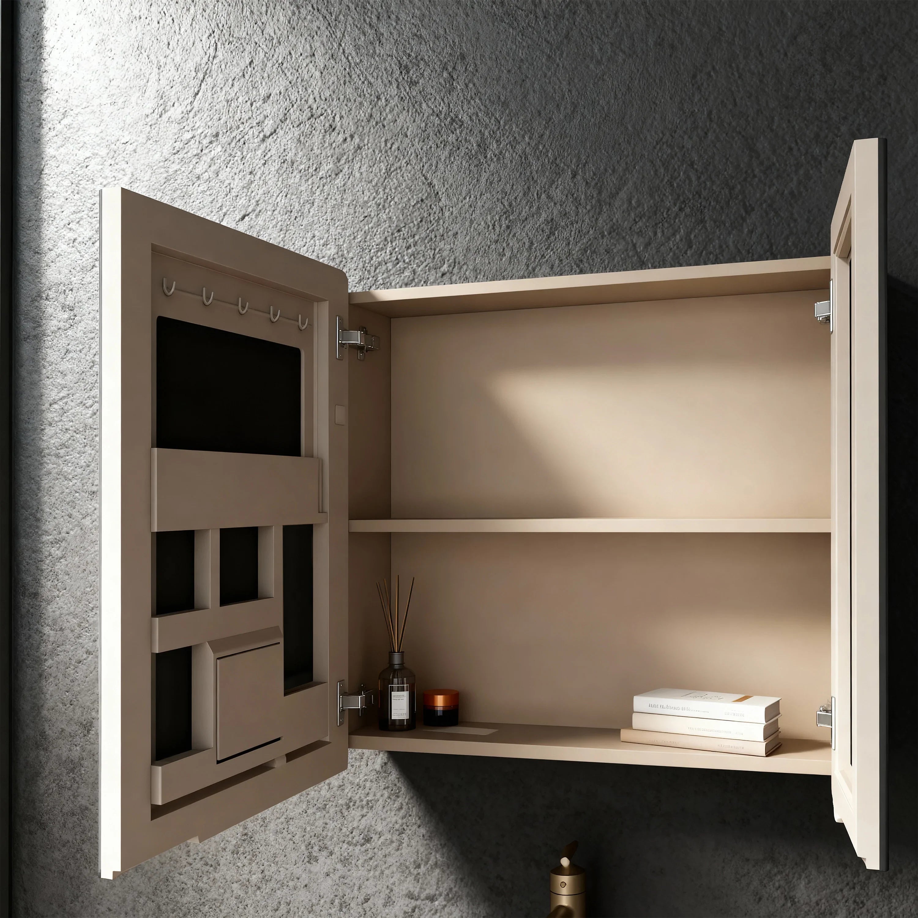 Bundle and Save: 32" Brown Grey Wall Hung Bathroom Vanity with LED Medicine Cabinet