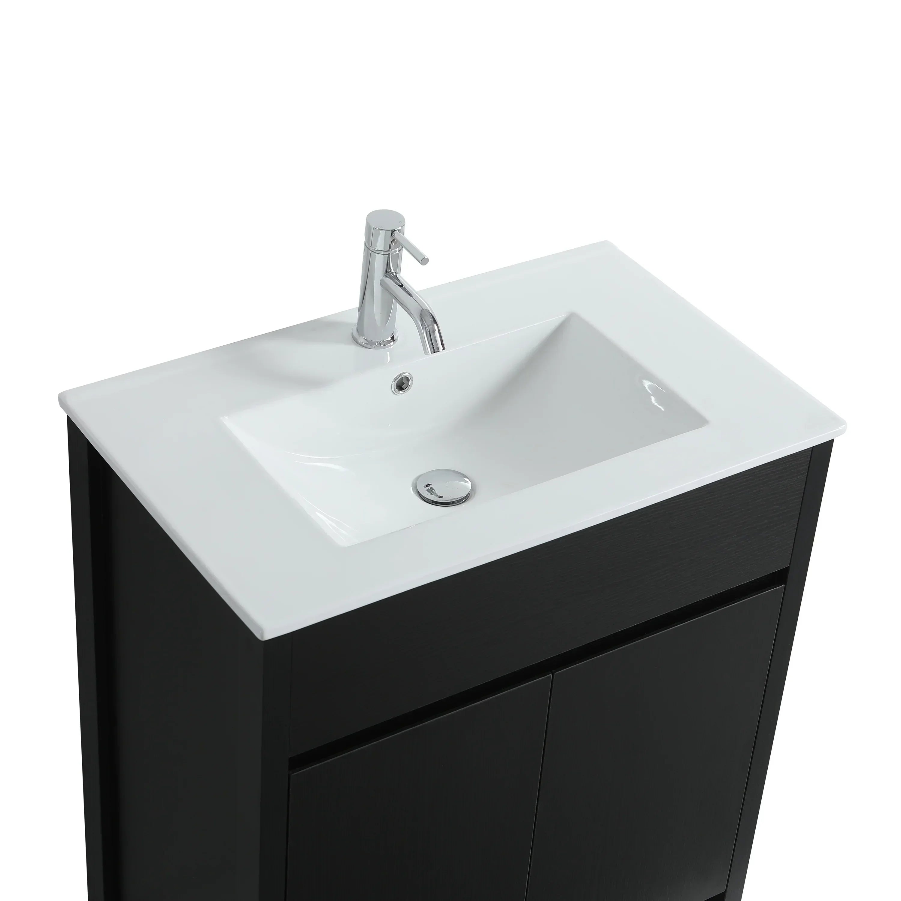 Bundle and Save: 30" Dark Brown Oak Freestanding Bathroom Vanity with Mirror and Faucet