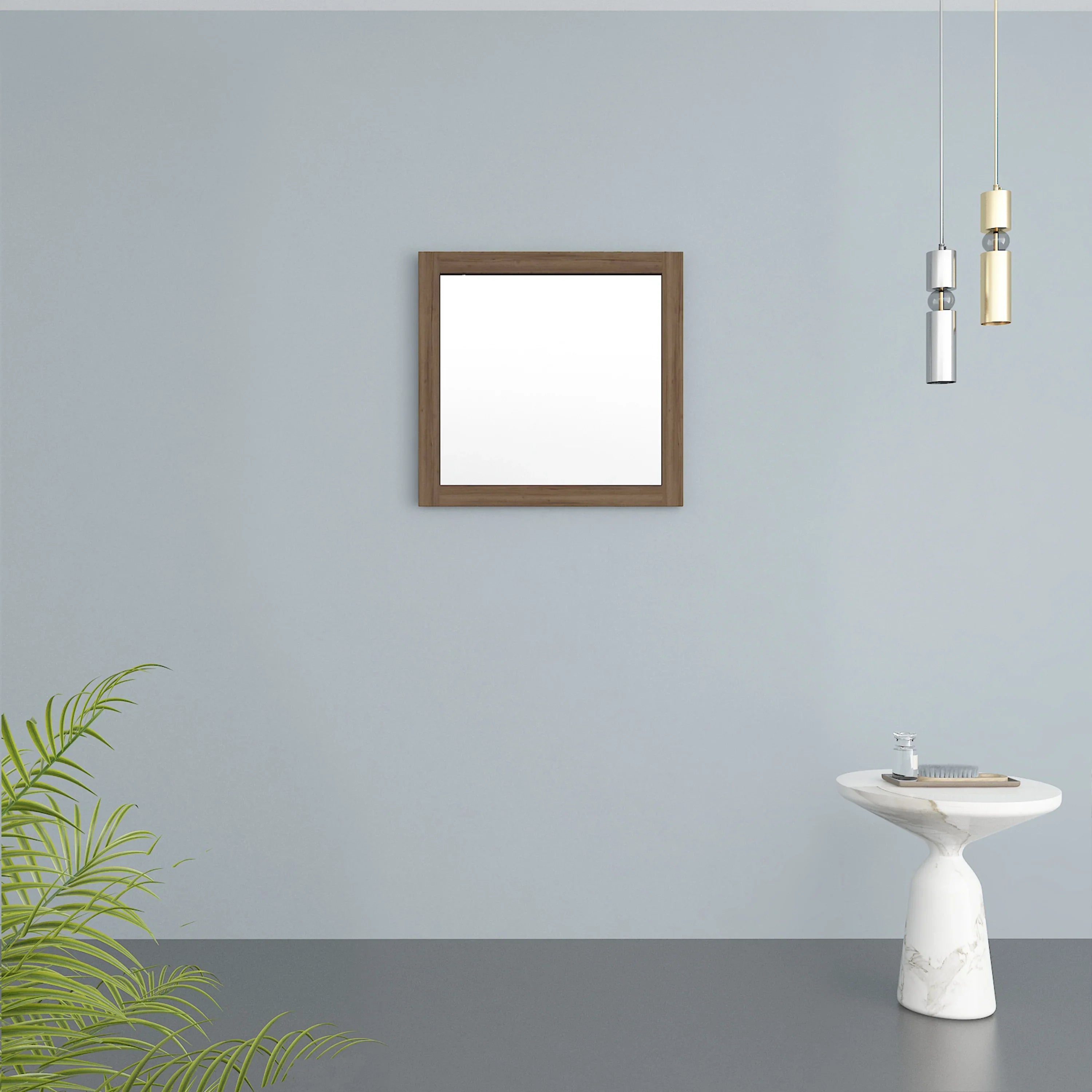 Miroir Rectangulaire Encadré en Chêne Givré 30" - Conçu pour Installation Horizontale & Verticale