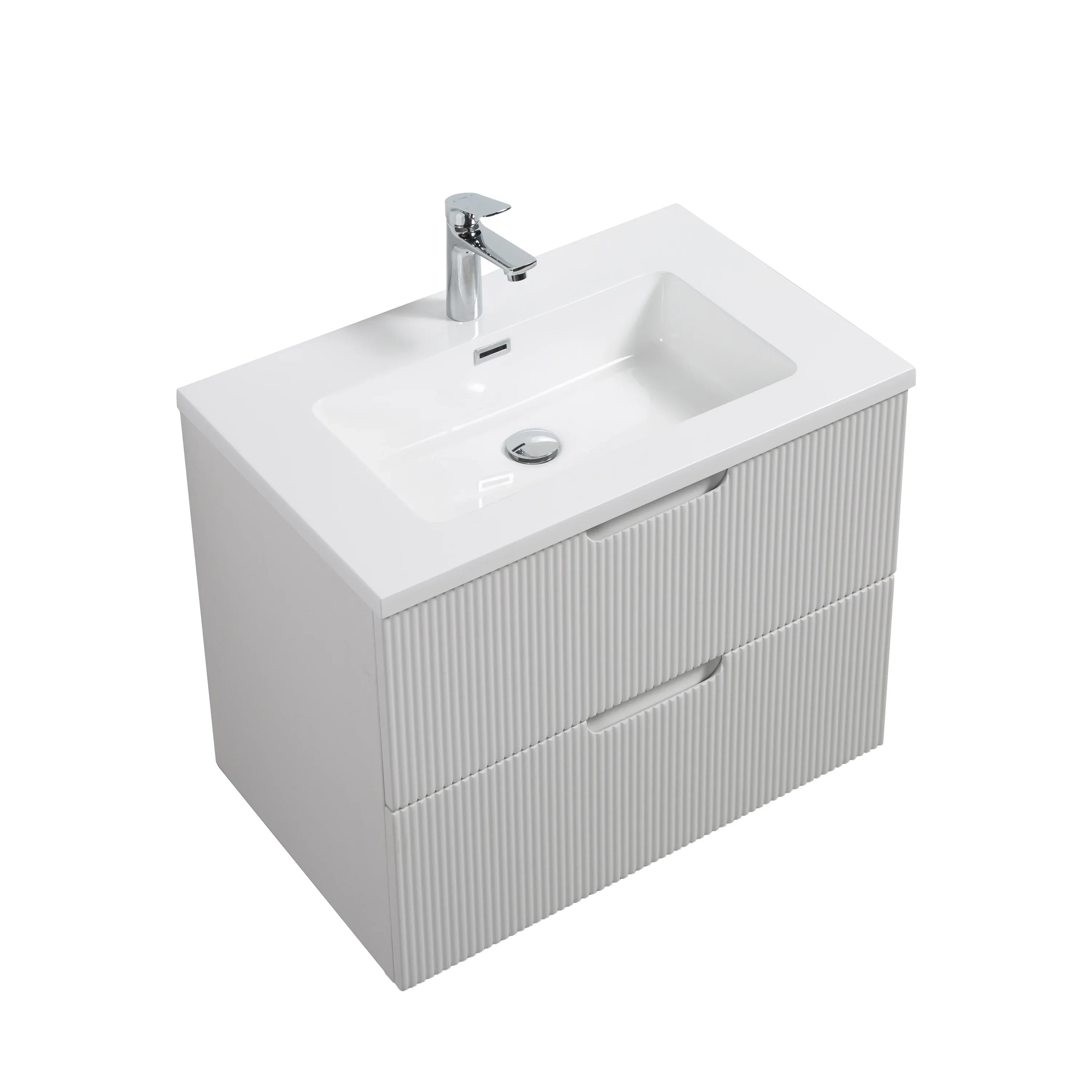 Meuble-Lavabo Mural 30po Blanc brillant avec Comptoir de Polymarbre Blanc