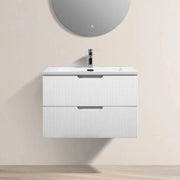 Meuble-Lavabo Mural 30po Blanc brillant avec Comptoir de Polymarbre Blanc