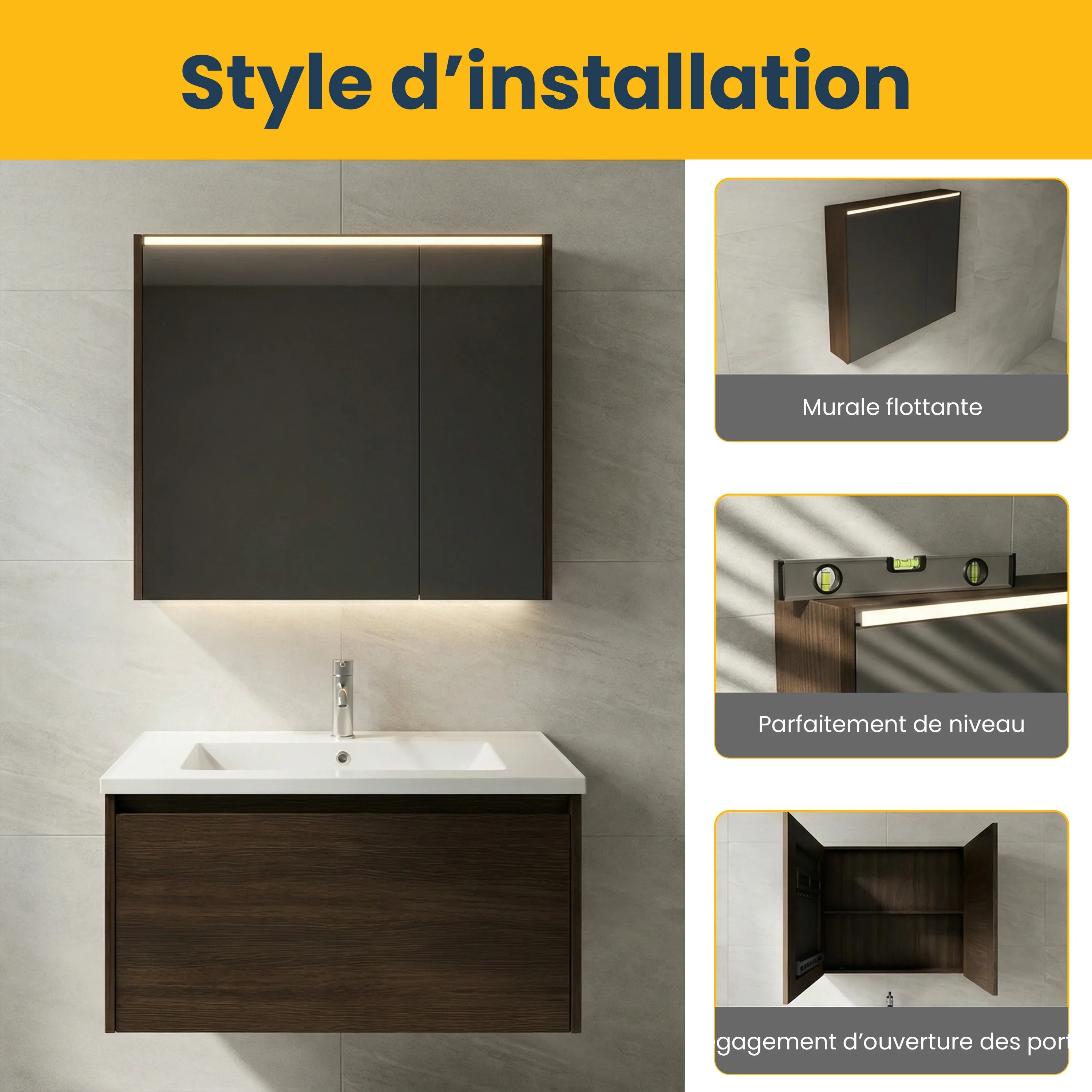 Armoire à pharmacie LED en chêne Karson 30 po Lake Road