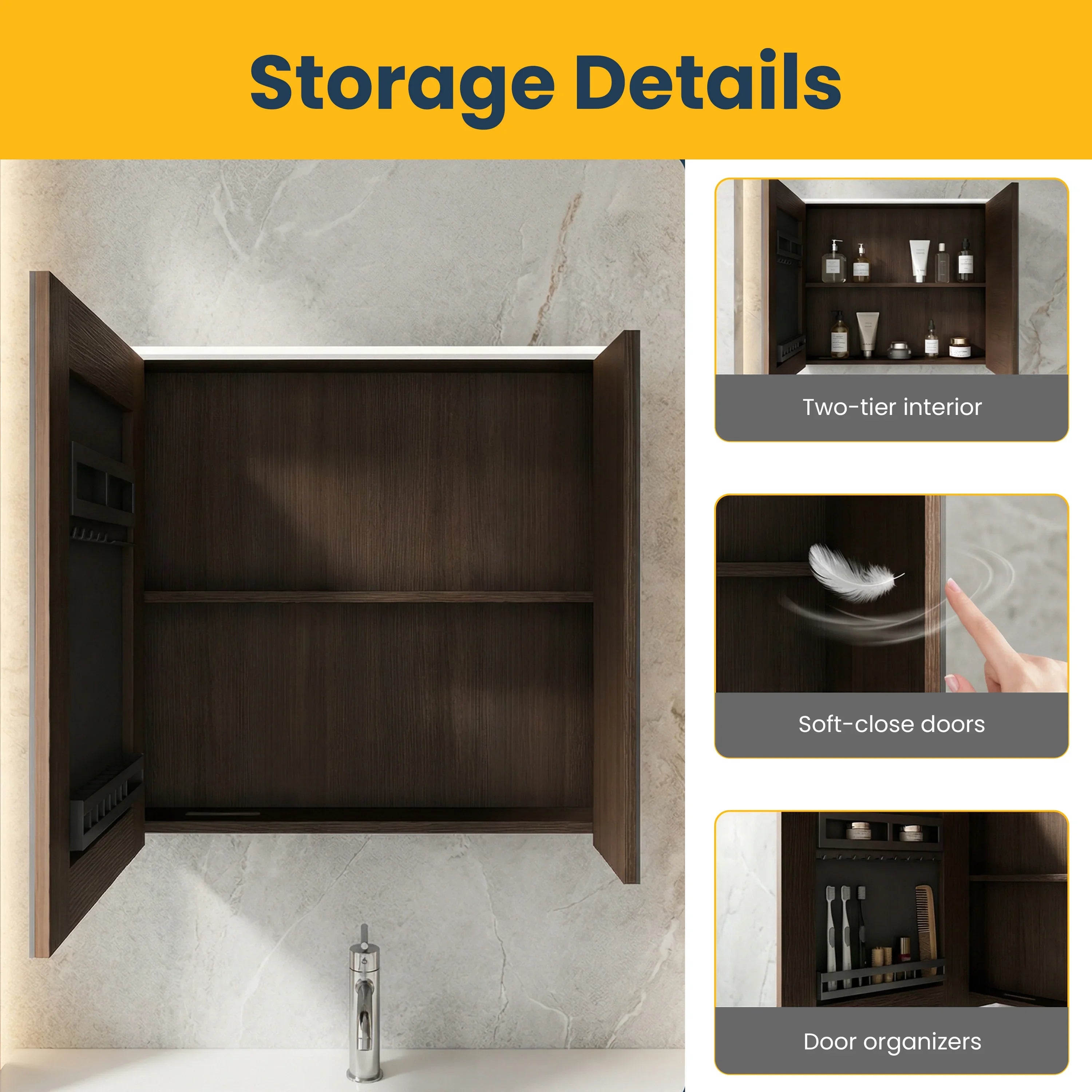 Armoire à pharmacie LED en chêne Karson 30 po Lake Road