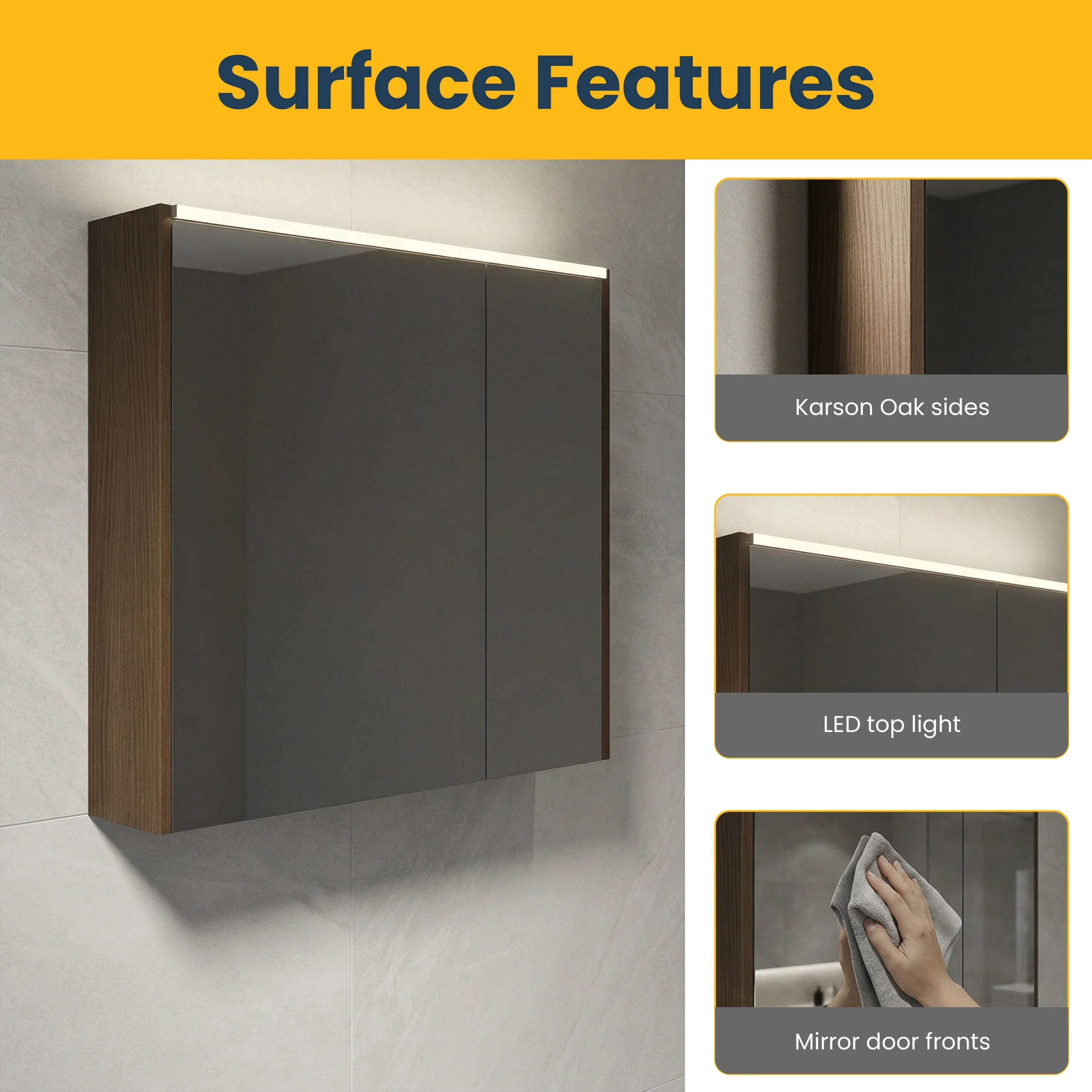 Armoire à pharmacie LED en chêne Karson 30 po Lake Road