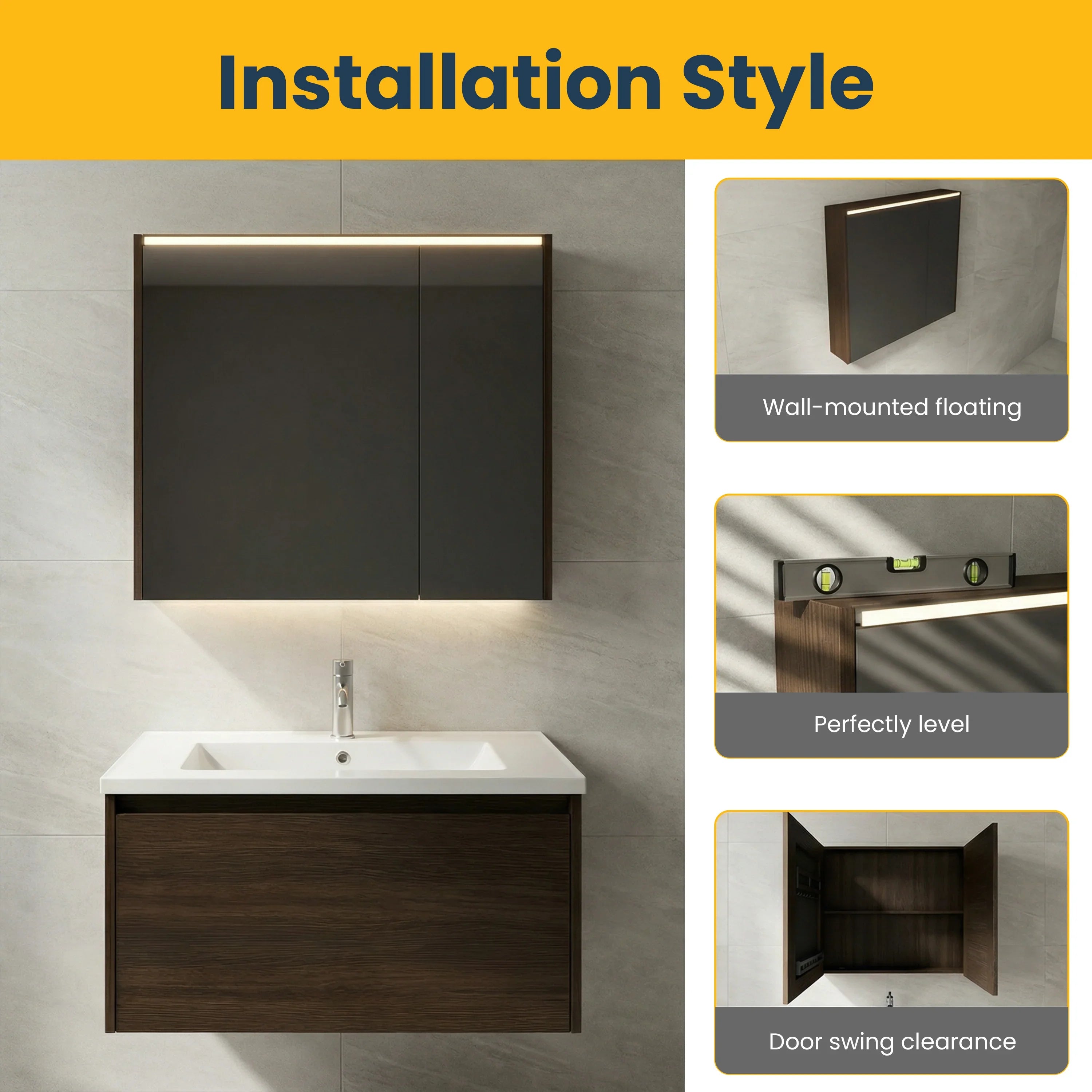 Armoire à pharmacie LED en chêne Karson 30 po Lake Road