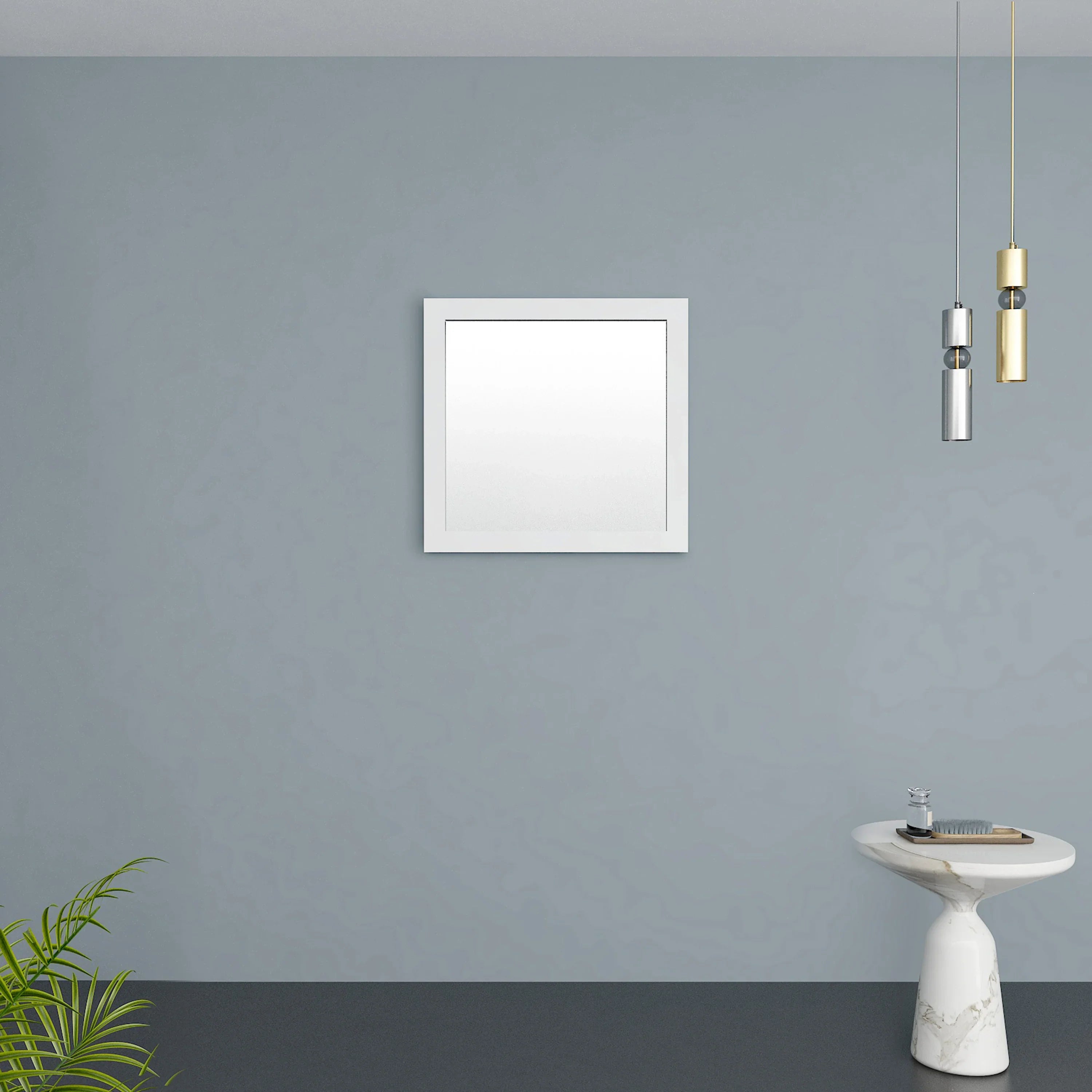 Miroir Rectangulaire Encadré en Blanc Mat 30" - Conçu pour Installation Horizontale & Verticale