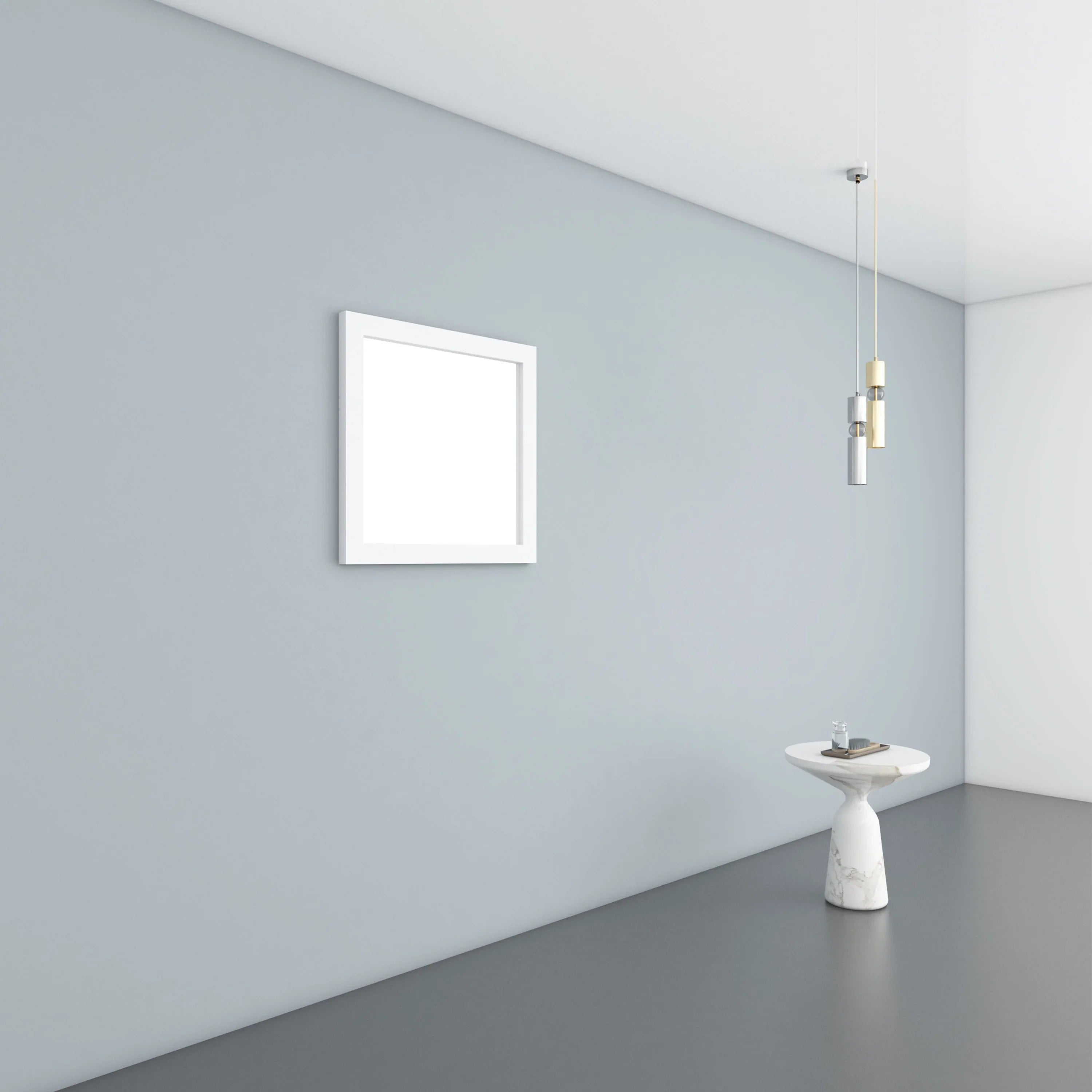 30" Matte White Rectangular Framed Bathroom Mirror