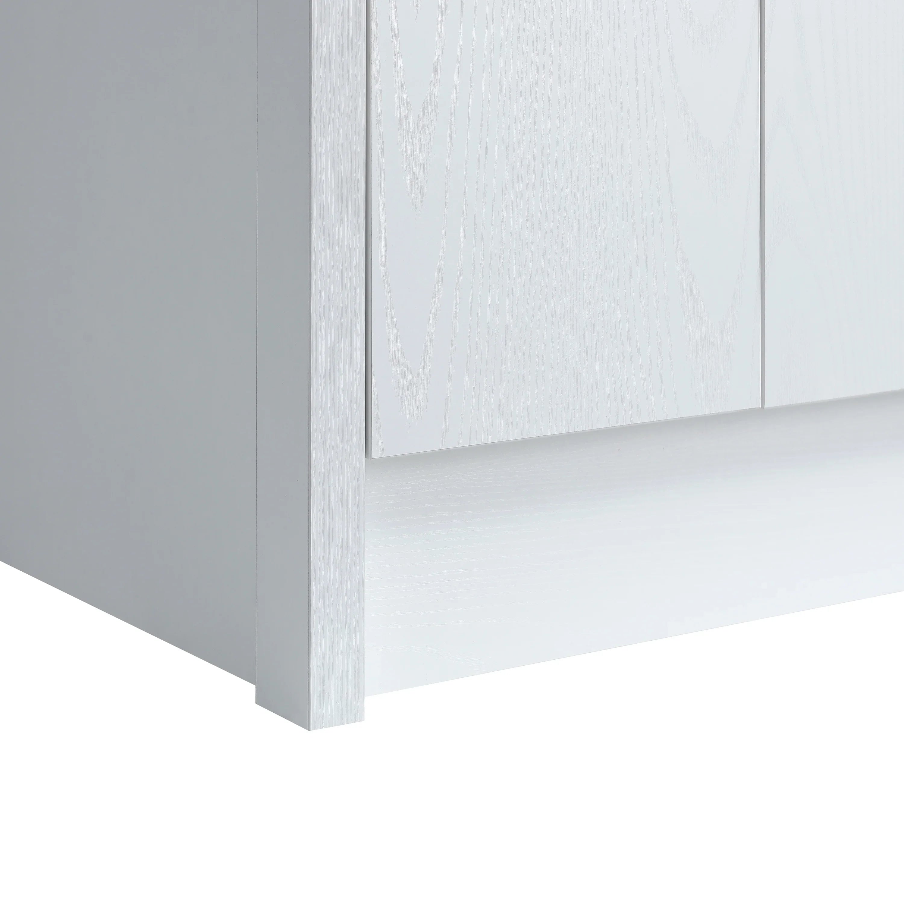 30" White Oak Freestanding Bathroom Vanity with White Ceramic Countertop