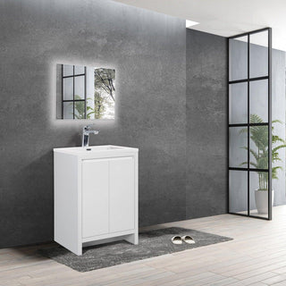 Meuble-Lavabo Autoportant 30po Blanc avec Comptoir de Polymarbre Blanc