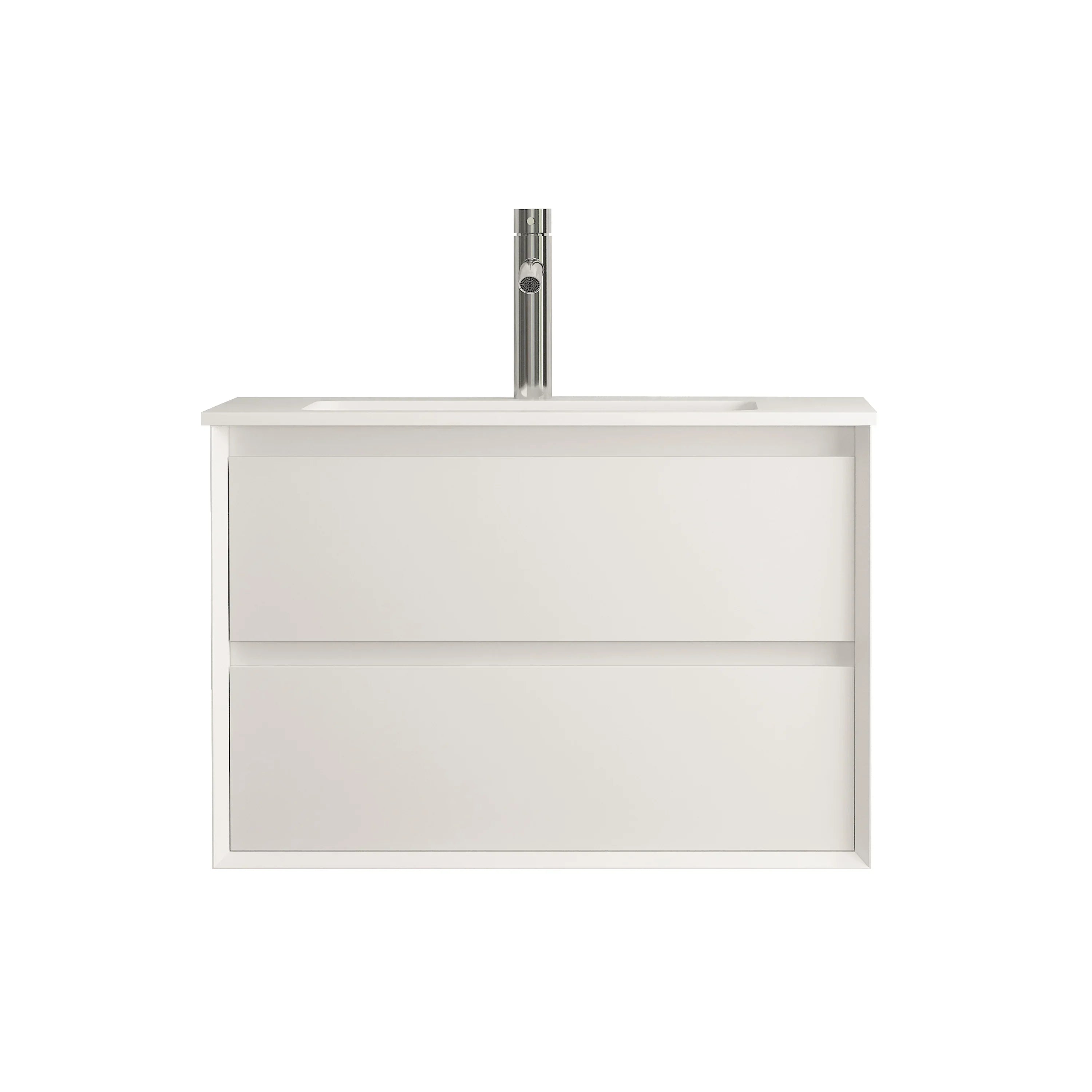 Meuble-Lavabo Mural 30po Blanc Mat avec Comptoir de Céramique Blanc