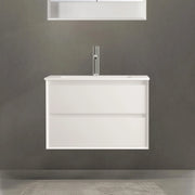 Meuble-Lavabo Mural 30po Blanc Mat avec Comptoir de Céramique Blanc