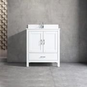 Meuble-Lavabo Autoportant 30po Blanc avec Comptoir de Polymarbre Ingénierie Calcutta