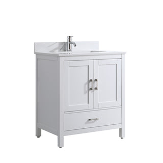 Meuble-Lavabo Autoportant 30po Blanc avec Comptoir de Polymarbre Ingénierie Calcutta