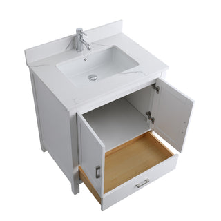 Meuble-Lavabo Autoportant 30po Blanc avec Comptoir de Polymarbre Ingénierie Calcutta