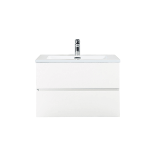 Meuble-Lavabo Mural 30po Blanc avec Comptoir de Polymarbre Blanc