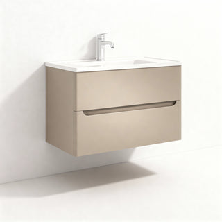 Meuble-lavabo mural Lacey Green 32 po, brun-gris - Comptoir en céramique blanche