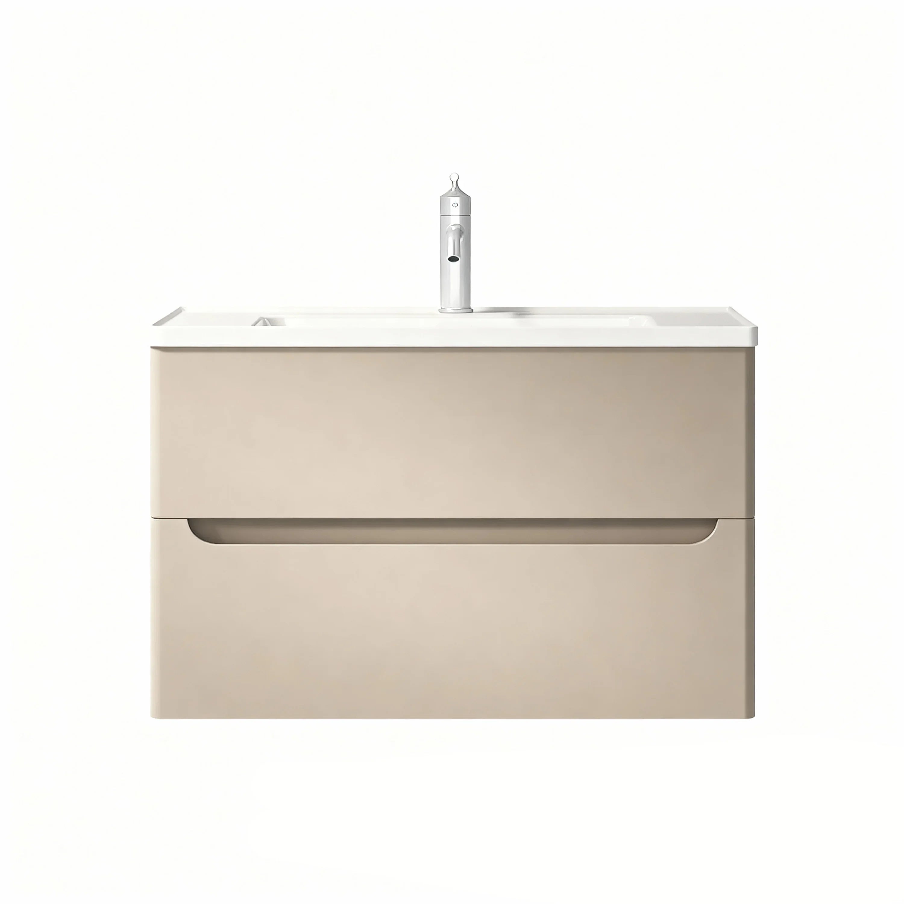 Bundle and Save: 32" Brown Grey Wall Hung Bathroom Vanity with LED Medicine Cabinet