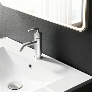 Meuble-lavabo mural Lacey Green 32 po, brun-gris - Comptoir en céramique blanche