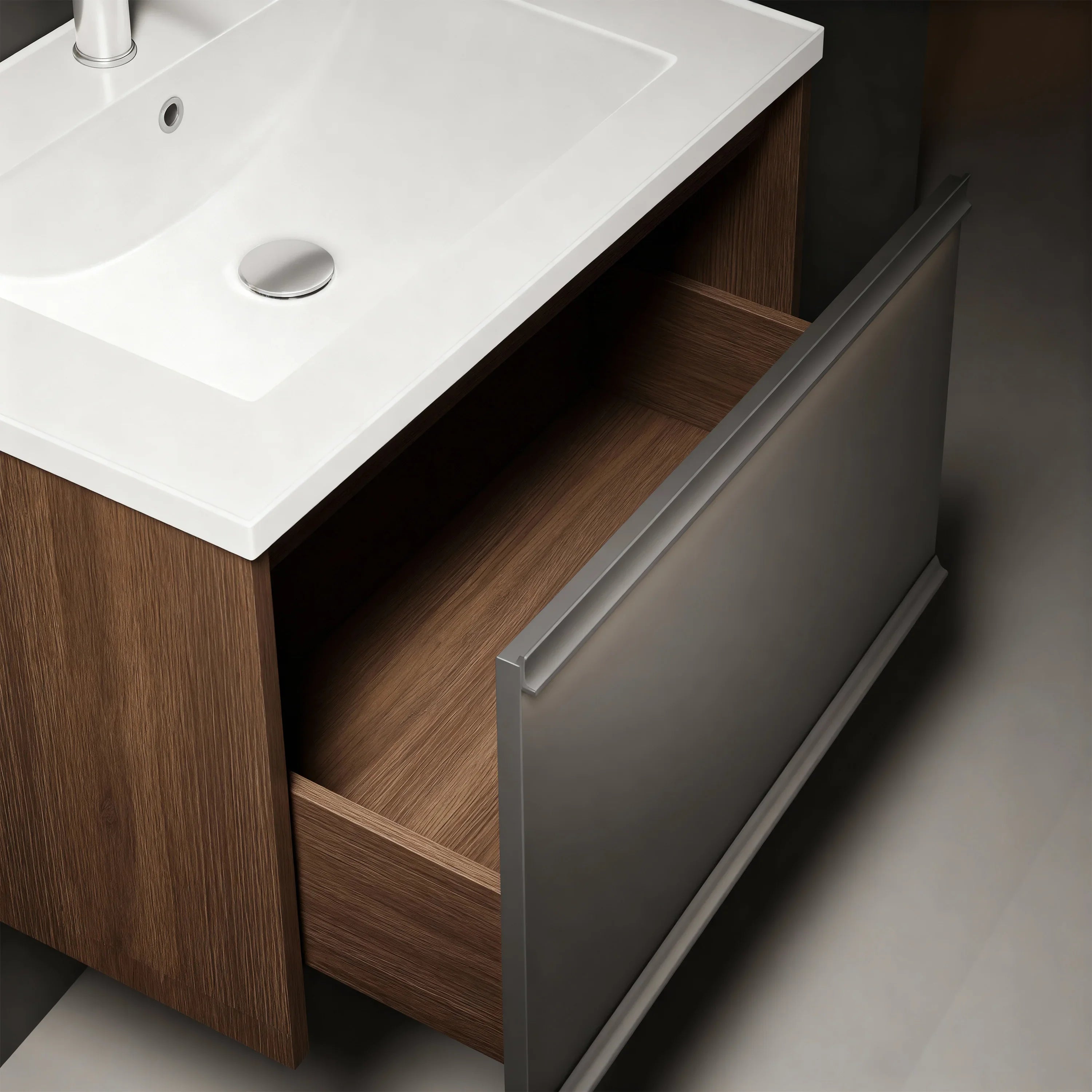 Bundle and Save: 32" Karson Oak Wall Hung Bathroom Vanity with LED Medicine Cabinet