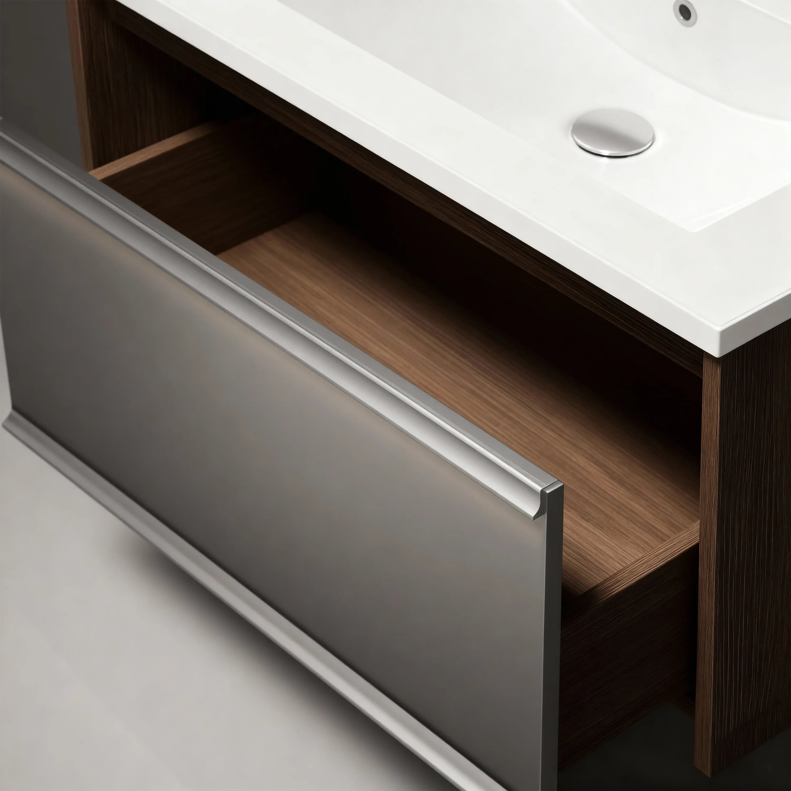 Bundle and Save: 32" Karson Oak Wall Hung Bathroom Vanity with LED Medicine Cabinet