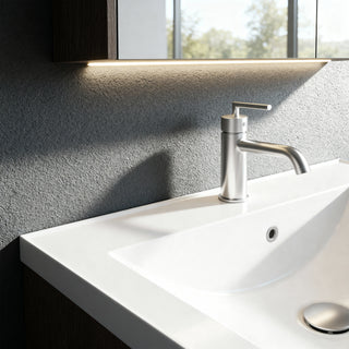 Meuble-lavabo mural Lake Road 32 po Karson Oak - Comptoir en céramique blanche et éclairage DEL