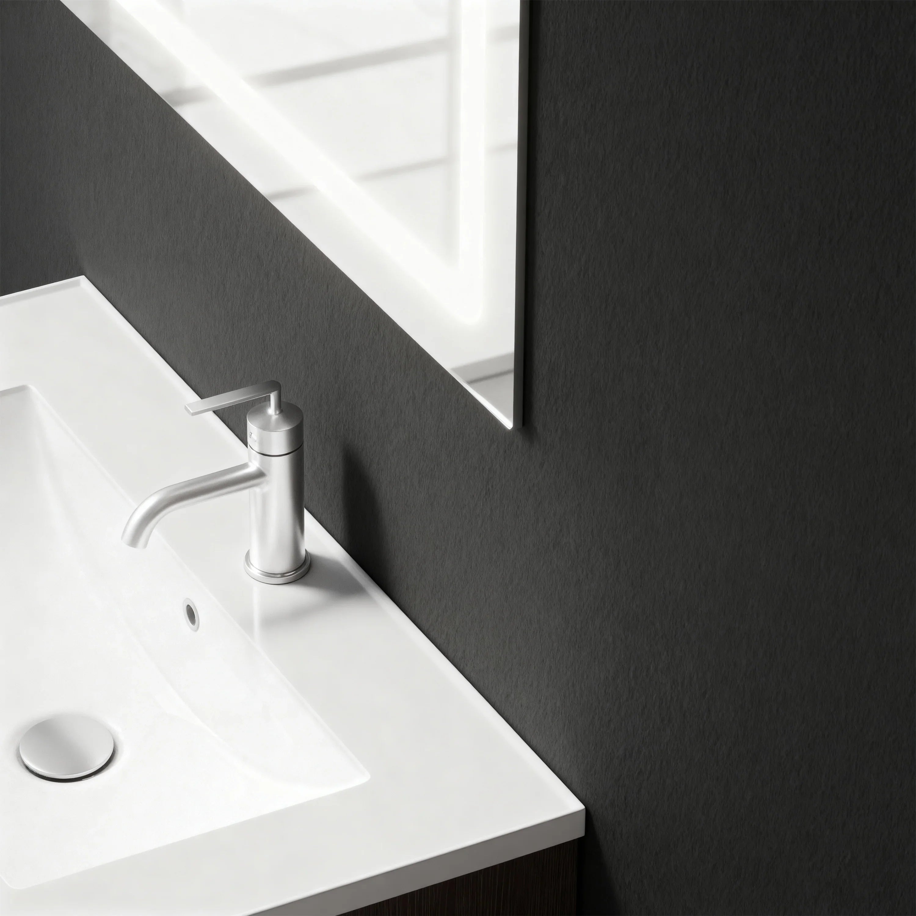 32" Karson Oak Wall Mount Vanity - White Ceramic Countertop and LED Light