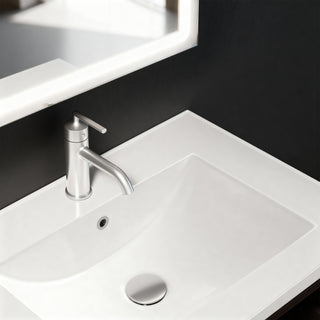 Meuble-lavabo mural Lake Road 32 po Karson Oak - Comptoir en céramique blanche et éclairage DEL