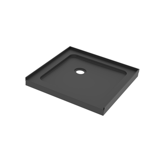 36 po x 36 po Base de Douche en Acrylique Noir Brillant avec Drain au Coin