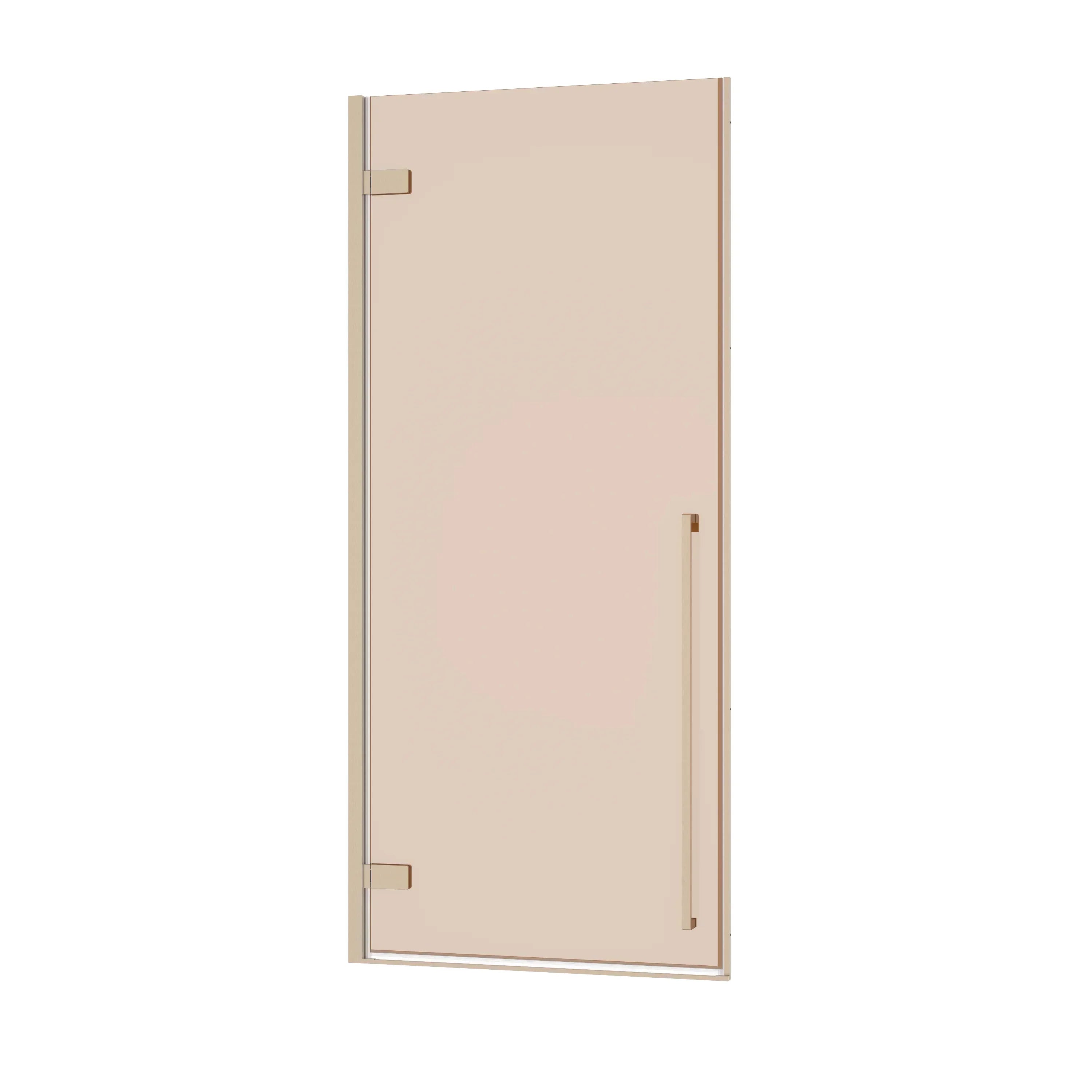 Porte de Douche Pivotante Réversible 36po x 79po Or Brossé avec Verre Teinté Brun