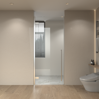 32 po x 79 po Porte de Douche Pivotante Chrome Réversible avec Verre Clair