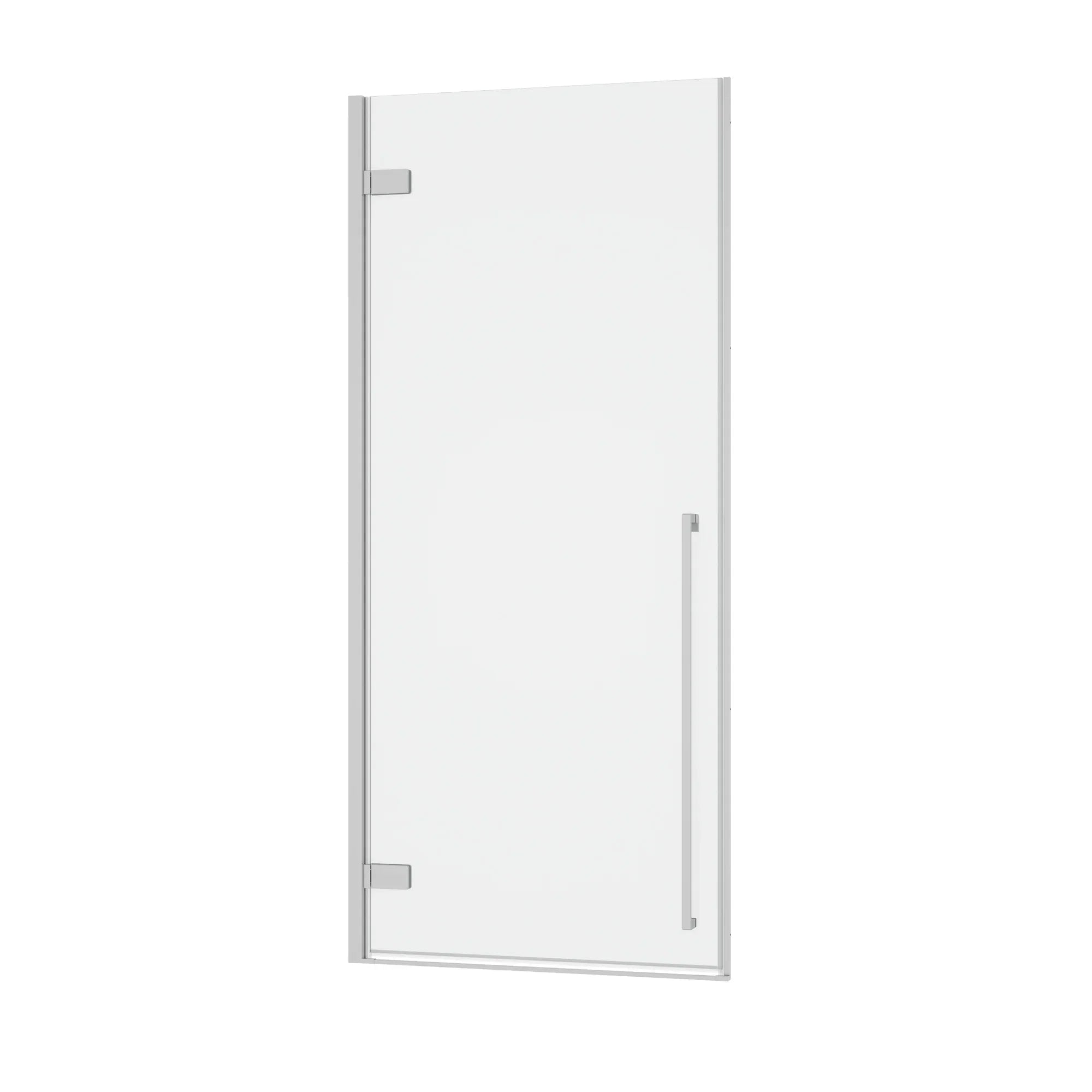 29.9"–30.3" x 79" Reversible Chrome Pivot Shower Door with 32" Glossy Black Acrylic Shower Base