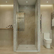 Porte de douche pivotante chrome réversible 32po x 79po avec base acrylique blanche 32po x 32po