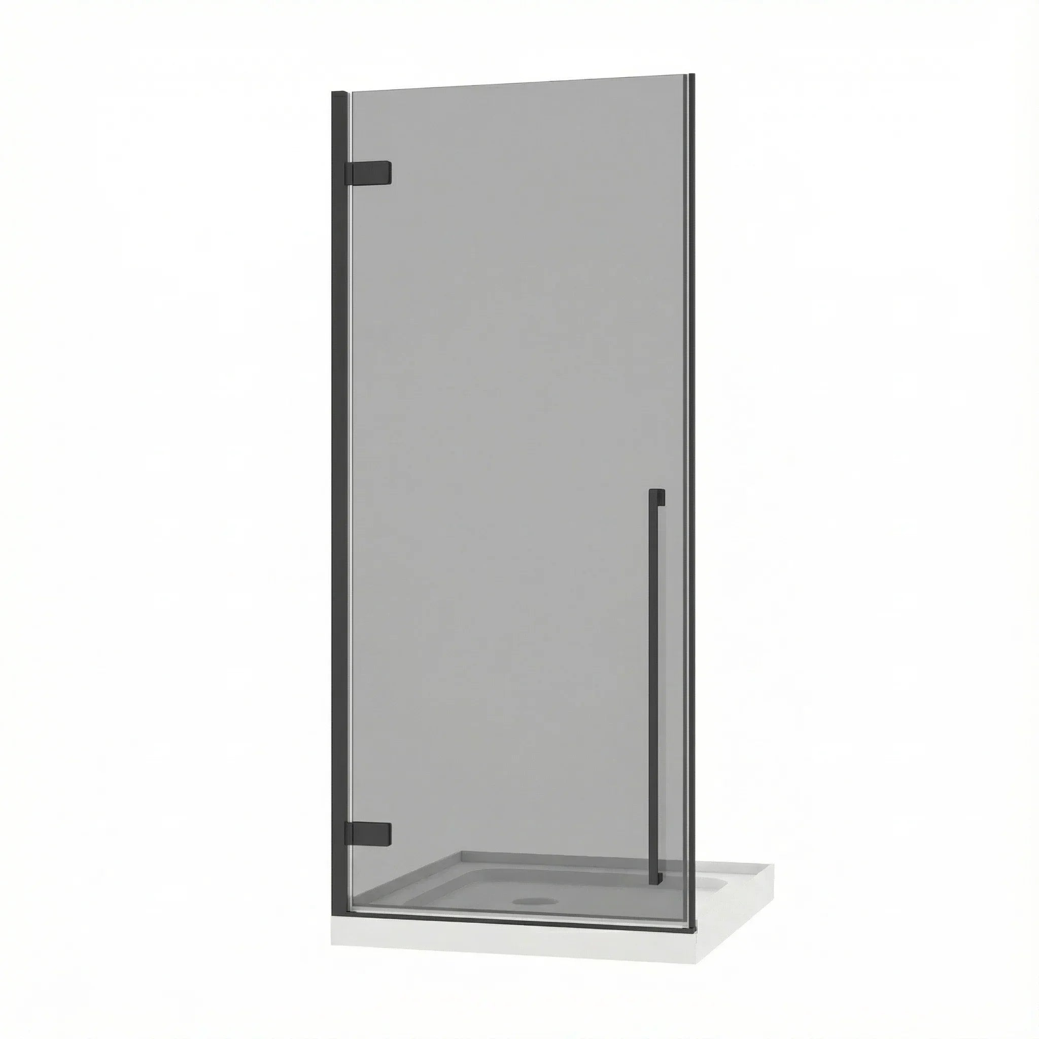 32" x 79" Matte Black Pivot Shower Door with White Acrylic Base