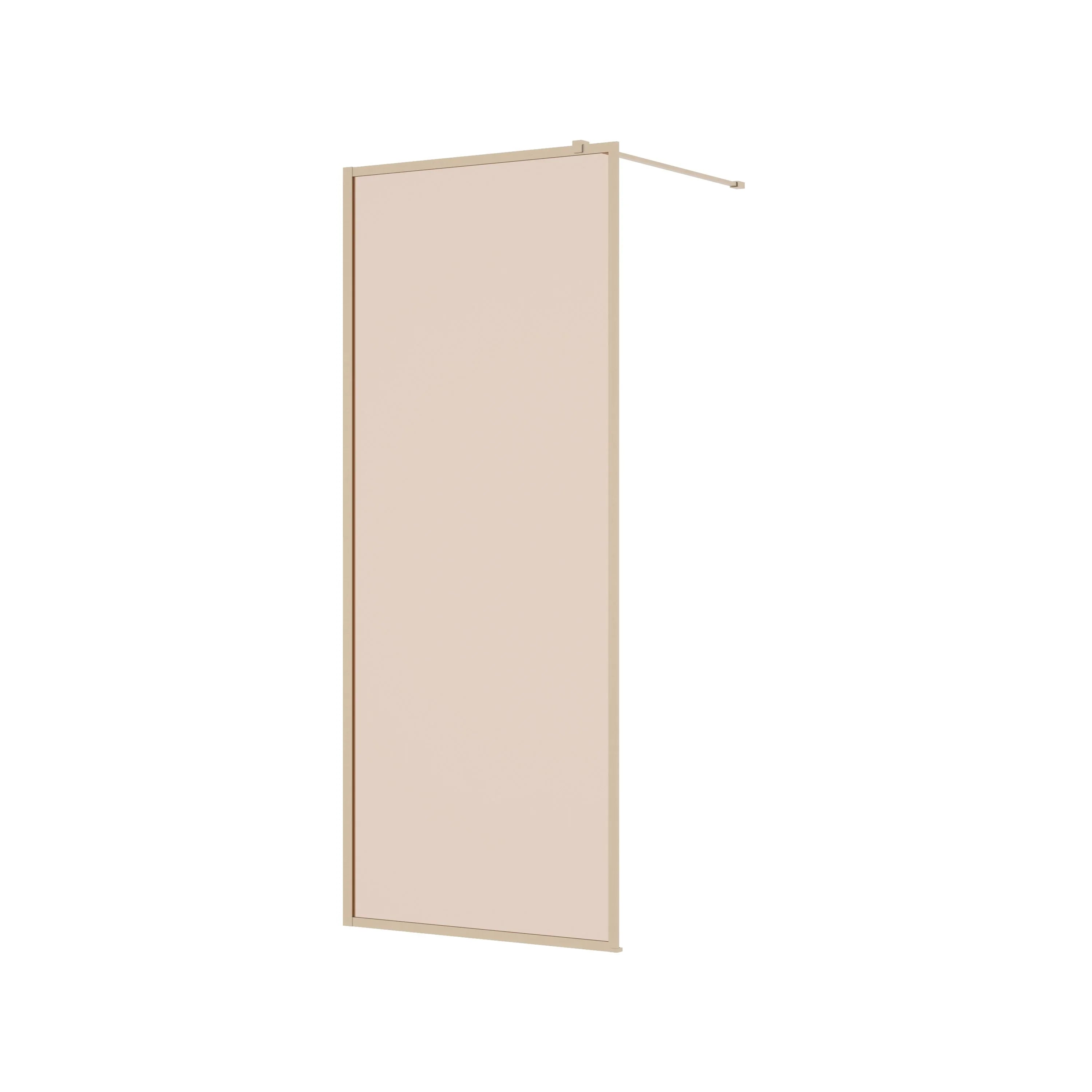 34" x 79" Reversible Framed Walk-In Shower Panel in Brushed Gold with Brown Tinted Glass