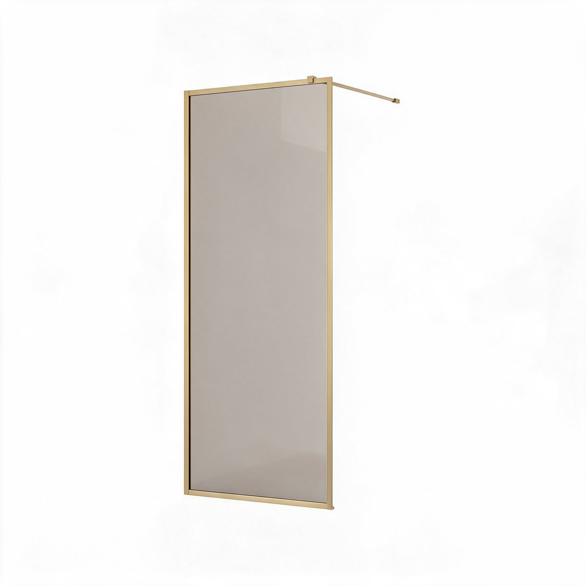 34" x 79" Reversible Framed Walk-In Shower Panel in Brushed Gold with Brown Tinted Glass