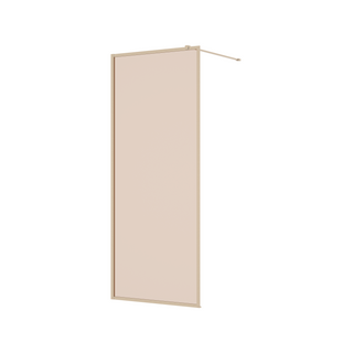 34" x 79" Reversible Framed Walk in Shower Panel Brushed Gold with Brown Tinted Glass Without Base
