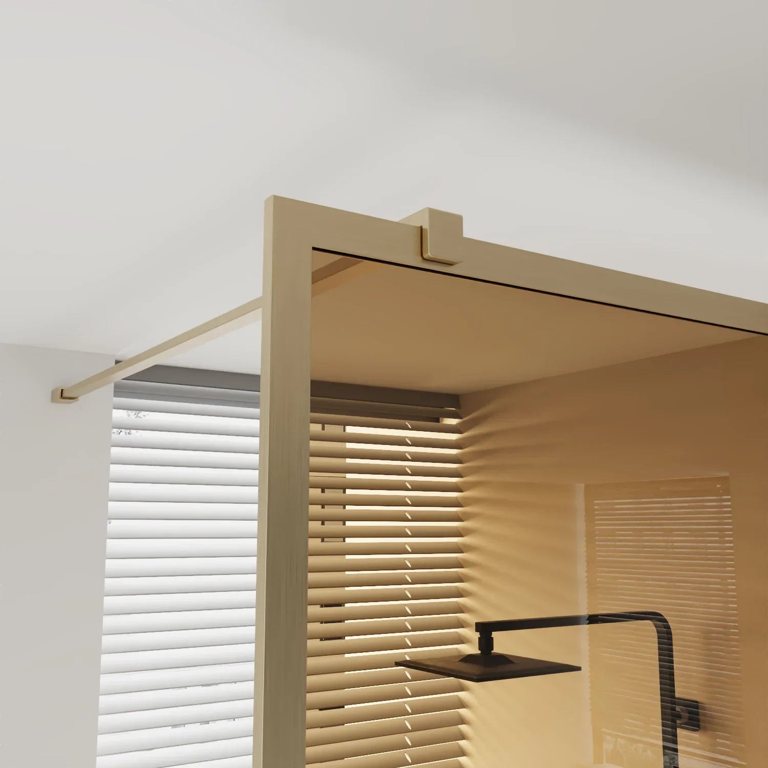 34" x 79" Reversible Framed Walk-In Shower Panel in Brushed Gold with Brown Tinted Glass