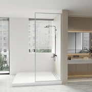 Panneau de Douche Fixe 34po x 79po Chrome Réversible avec Verre Cannelé Ultra Clair