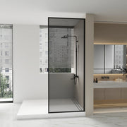 Panneau de Douche Walk-In 34po x 79po Noir Mat avec Verre Gris Teinté Réversible