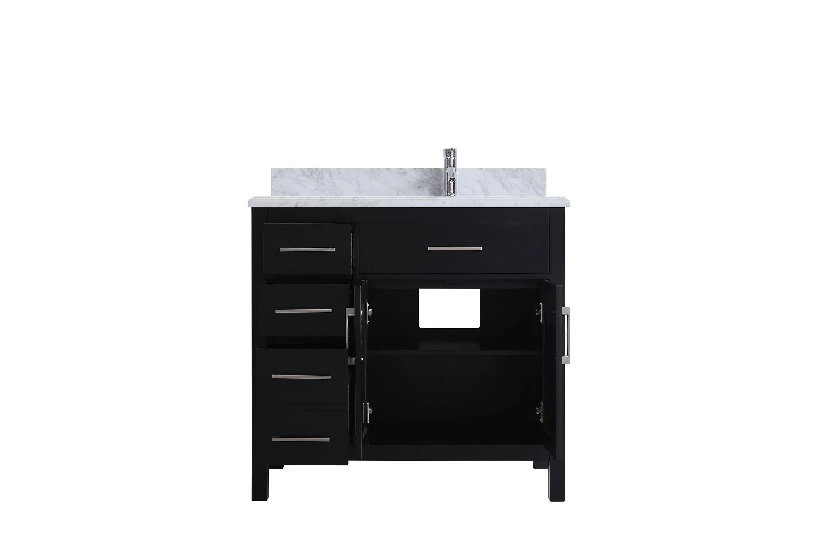Meuble Lavabo Autoportant Noir 36po avec Comptoir en Marbre Carrera
